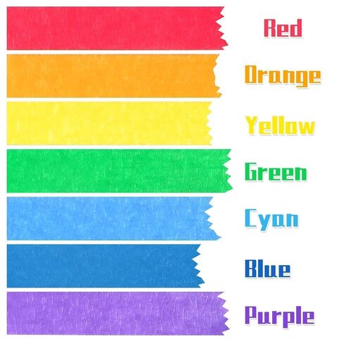 Colored Masking Tape - 7 Packs Colorful Artist Tape Painters Tape for Arts and Crafts 0.8 Inch x 16 Yards，Paper Tape for Crafts & DIY Projects，Early Learning & Crafting for Kids and Family in Saudi Arabia