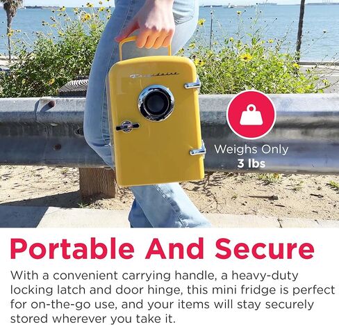 فريجيدير EFMIS151-PINK EFMIS151 ثلاجة صغيرة محمولة صغيرة الحجم ومدمجة في المنزل والمكتب ومكبر صوت مدمج، سعة 4 لتر، قشعريرة ست علب سعة 12 أونصة، 100% خالية من الفريون وصديقة للبيئة، قياسي، وردي in Kuwait