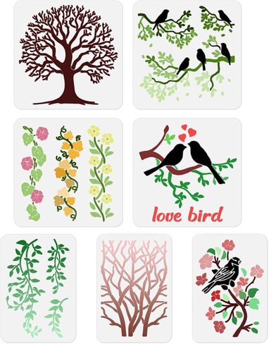 ORIGACH 42 Pcs Leaf Vine Flowers Stencils for Painting on Wood Wall, Reusable Plant Painting Stencils for Fabric Canvas Window Furniture Home Decor in Saudi Arabia