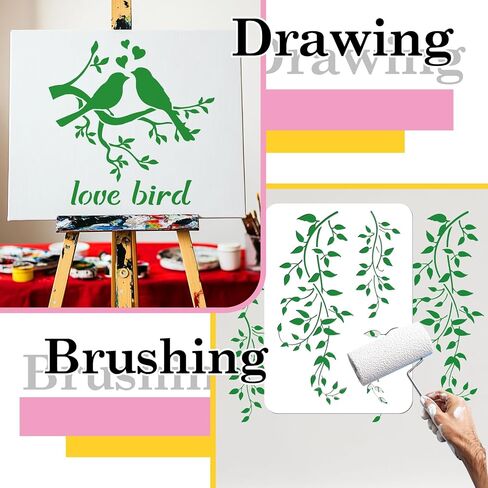 ORIGACH 42 Pcs Leaf Vine Flowers Stencils for Painting on Wood Wall, Reusable Plant Painting Stencils for Fabric Canvas Window Furniture Home Decor in Saudi Arabia