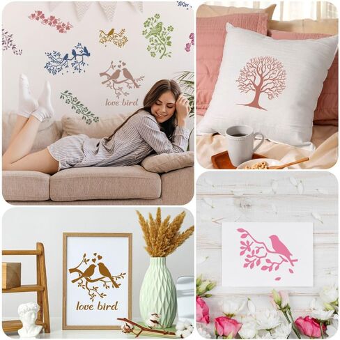 ORIGACH 42 Pcs Leaf Vine Flowers Stencils for Painting on Wood Wall, Reusable Plant Painting Stencils for Fabric Canvas Window Furniture Home Decor in Saudi Arabia