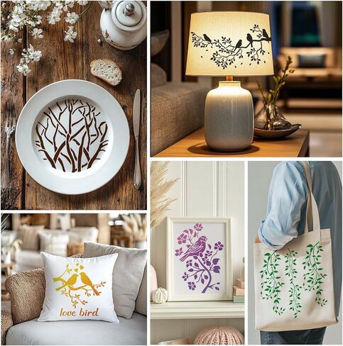 ORIGACH 42 Pcs Leaf Vine Flowers Stencils for Painting on Wood Wall, Reusable Plant Painting Stencils for Fabric Canvas Window Furniture Home Decor in Saudi Arabia