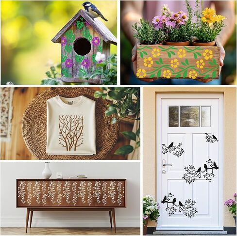 ORIGACH 42 Pcs Leaf Vine Flowers Stencils for Painting on Wood Wall, Reusable Plant Painting Stencils for Fabric Canvas Window Furniture Home Decor in Saudi Arabia