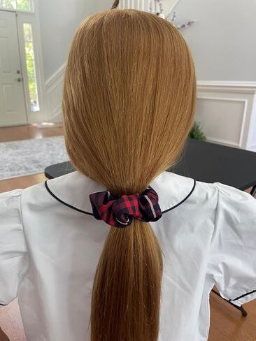 Plaid Scrunchie ، Classexuse School الزي الموحد منقوش ، العودة إلى المدرسة ، إكسسوارات الشعر الموحد المصنوعة يدويًا (White Forest Yellow Navy Plaid80) in Kuwait