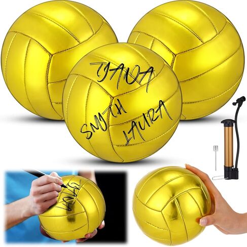 3/6/12 pcs Gold Autograph Volleyball Official Size 2 Mini Trophy Volleyball Golden Custom Volleyball with Air Pump for Trophies Anniversary College Coaching Gift Awards Party in Kuwait