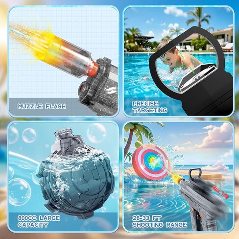 حماية مياه كهربائية 2 عبوة للبالغين والأطفال ، تضيء ماء الأوتوماتيكي للبندقية ، وسعة كبيرة 800 سم ، وتصل إلى 32 قدمًا طويلة المدى ، وصيف في الهواء الطلق. in Kuwait
