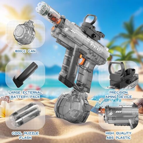 حماية مياه كهربائية 2 عبوة للبالغين والأطفال ، تضيء ماء الأوتوماتيكي للبندقية ، وسعة كبيرة 800 سم ، وتصل إلى 32 قدمًا طويلة المدى ، وصيف في الهواء الطلق. in Kuwait