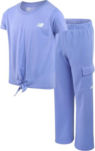 New Balance Girls' Jogger Set - Short Sleeve Performance T-Shirt and Sweatpants (7-16), Size 10/12, Dragon Berry in Saudi Arabia