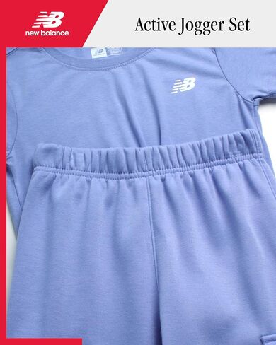 New Balance Girls' Jogger Set - Short Sleeve Performance T-Shirt and Sweatpants (7-16), Size 10/12, Dragon Berry in Saudi Arabia