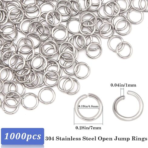 1 Box 1000Pcs Silver Jump Ring Stainless Steel Open Jump Rings Bulk Hypoallergenic Small Round Single Loop Clasp Open Jump Ring for Jewelry Making Supplies Necklaces Bracelet Earrings DIY in Saudi Arabia