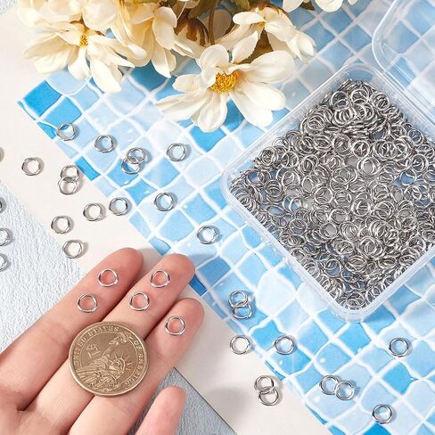 1 Box 1000Pcs Silver Jump Ring Stainless Steel Open Jump Rings Bulk Hypoallergenic Small Round Single Loop Clasp Open Jump Ring for Jewelry Making Supplies Necklaces Bracelet Earrings DIY in Saudi Arabia