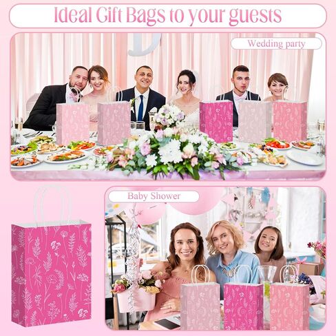 Kolldenn 50 Pcs Sage Green Wildflower Gift Bags with Handles Paper Floral Goodie Welcome Bag for Wedding Guest Baby Shower Bridal Birthday Party Favor, 5.91 x 3.15 x 8.27 Inches in Saudi Arabia