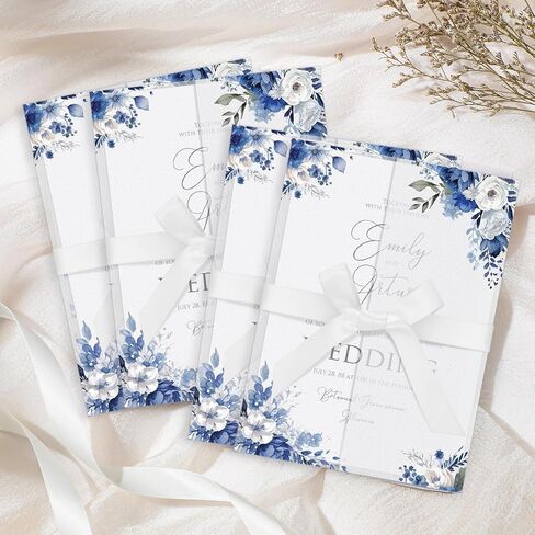 MotiMind 100 Pcs Colorful Wildflower Pre Folded Vellum Jackets for 5x7 Invitations 130GSM Transparent Envelope Liners Bulk Vellum Paper 5x7 with Ribbons Wedding Invitations Wraps for Wedding Cards in Kuwait