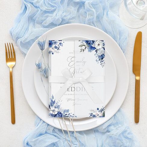 MotiMind 100 Pcs Colorful Wildflower Pre Folded Vellum Jackets for 5x7 Invitations 130GSM Transparent Envelope Liners Bulk Vellum Paper 5x7 with Ribbons Wedding Invitations Wraps for Wedding Cards in Kuwait