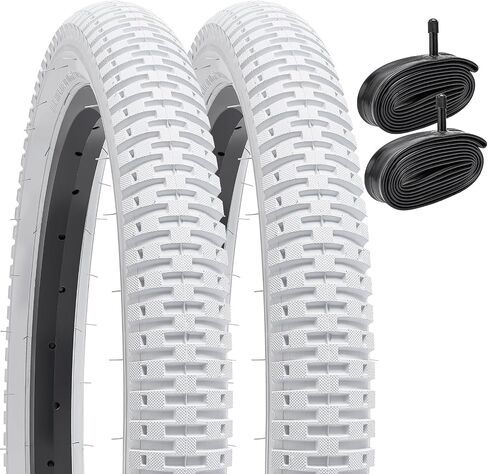 إطارات دراجة YunSCM مقاس 18 بوصة مقاس 18 × 1.95/50-355 ETRTO وأنابيب دراجة شديدة التحمل مقاس 18 بوصة مقاس 18 × 1.75/2.25 صمام AV32 مم متوافق مع إطارات وأنابيب دراجة مقاس 18 × 1.95 - عبوتان، أبيض (Y-1029) in Saudi Arabia