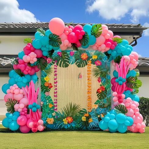 Tropical Balloon Garland Arch Kit 139pcs with Flamingo Letter Coconut Tree Pineapple letter mylar balloons for Summer Beach Party Hawaiian Theme Birthday Decorations in Saudi Arabia