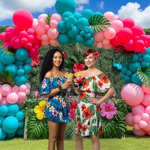 Tropical Balloon Garland Arch Kit 139pcs with Flamingo Letter Coconut Tree Pineapple letter mylar balloons for Summer Beach Party Hawaiian Theme Birthday Decorations in Saudi Arabia