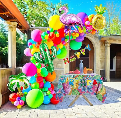 Tropical Balloon Garland Arch Kit 139pcs with Flamingo Letter Coconut Tree Pineapple letter mylar balloons for Summer Beach Party Hawaiian Theme Birthday Decorations in Saudi Arabia