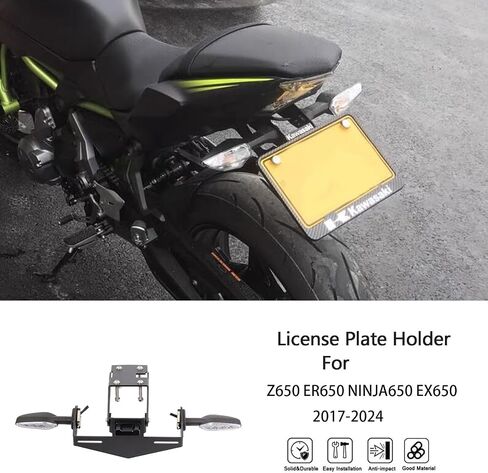 Tail Tidy Kit for Z650 ER650 NINJA650 EX650 2017-2024. Fender Eliminator Kit equipped Angle - Adjustable License Plate Holder, License Plate Light, PLUG&PLAY Turn Signal Lights (Smoke) in Kuwait
