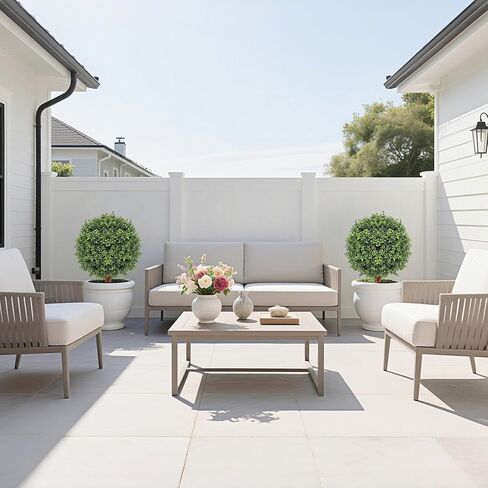 26 Inch Artificial Topiary Boxwood Ball Trees Outdoor – Set of 2 UV Resistant Faux Boxwood Topiary, Fake Potted Shrubs Evergreen for Front Door Porch Patio Balcony Home Decoration in Kuwait