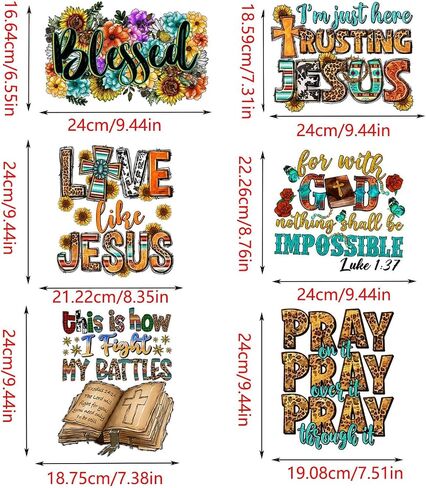 6Pcs Jesus Iron on Patches Washable Jesus is Love Cross Pattern Heat Transfer Vinyl Decals Jesus Thermal Transfer Sticker Iron on Appliques Jesus Accessories Decorations for Clothes Craft DIY(Flower) in Saudi Arabia
