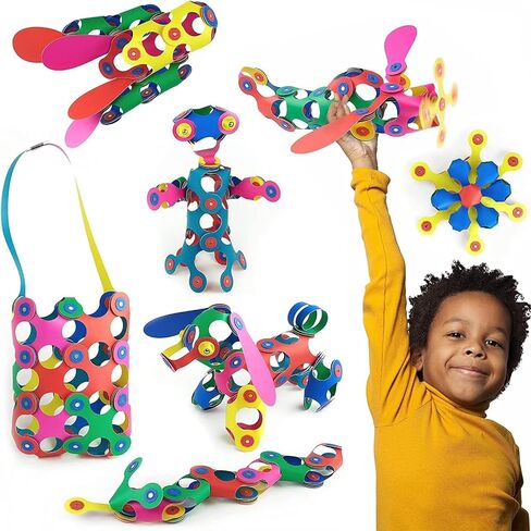 Clixo Rainbow 42 Piece Pack. Flexible Imagination Boosting Magnetic Building Toy. Modular Designs for Hours of STEM Play. Kids Basket Stuffer Gift. Multi-Sensory Magnet Toy, Travel Friendly. Ages 4-99 in Kuwait