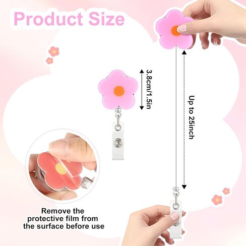 8Pcs Badge Reel Retractable, Cute Flower and Smile Nurse Badge Holder Clips Reels ID Name Clip Tag for Nursing Nurses Hospital Teacher Lanyards Accessories in Saudi Arabia