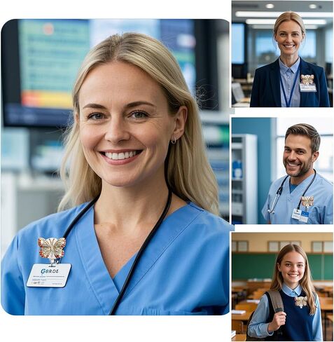 Blue Butterfly Retractable Badge Reel Rhinestone Badge Holder Retractable Clip Cute Diamond Glitter Nursing Student Name Holders in Kuwait