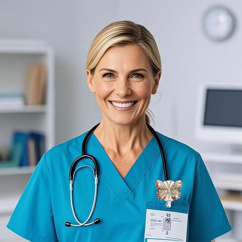 Blue Butterfly Retractable Badge Reel Rhinestone Badge Holder Retractable Clip Cute Diamond Glitter Nursing Student Name Holders in Kuwait