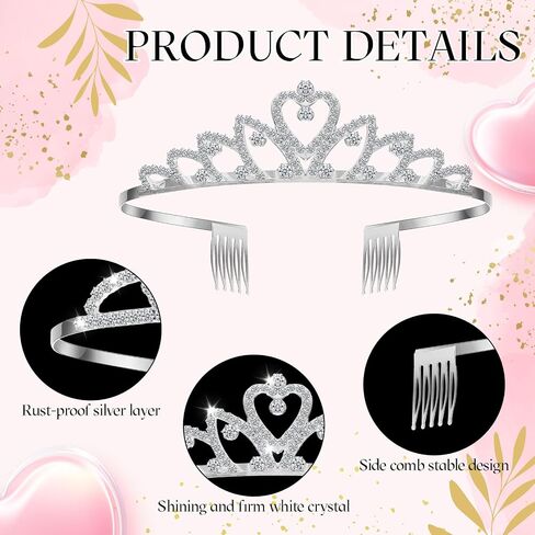 Lyrow 30 PCS Tiara Crowns for Women Galentines Day Party Forms Crotens Crotنام مع مشط برأس الأميرة الفضية Tiaras لعيد ميلاد عيد الميلاد عيد الميلاد (الأسلوب الأنيق) in Saudi Arabia