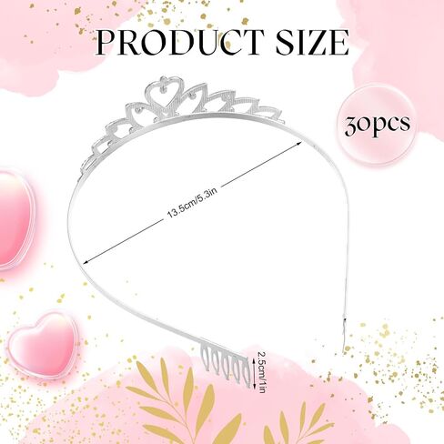Lyrow 30 PCS Tiara Crowns for Women Galentines Day Party Forms Crotens Crotنام مع مشط برأس الأميرة الفضية Tiaras لعيد ميلاد عيد الميلاد عيد الميلاد (الأسلوب الأنيق) in Saudi Arabia
