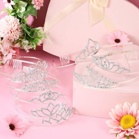 Lyrow 30 PCS Tiara Crowns for Women Galentines Day Party Forms Crotens Crotنام مع مشط برأس الأميرة الفضية Tiaras لعيد ميلاد عيد الميلاد عيد الميلاد (الأسلوب الأنيق) in Saudi Arabia