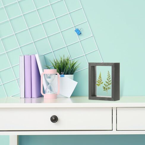 uxcell Wooden Pressed Flower Frame Handmade, 8.5x10 Inch Rectangle Floating Picture Frame Double Glass Frame for Pressed Flowers Artwork Photo Frame Tabletop Display, Brown Wood in Kuwait