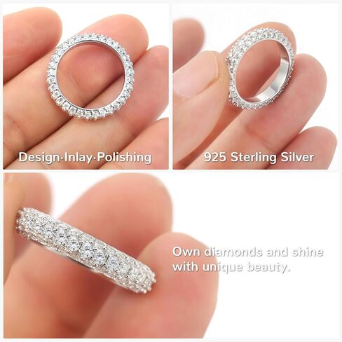 Moissanite Eternity Ring for Women D Color VVS1 Clarity Wedding Ring S925 Sterling Silver 18K White Gold Plated Genuine Moissanite Promise Wedding Band in Kuwait