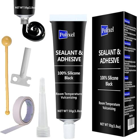 Black RTV Silicone Sealant Adhesive, 100% Silicone Caulk, Waterproof Sealant for Weatherstrip, Windscreen, Engine, High Bond Strength Adhesive Cars & Home Shrink & Crack Proof – 1.8oz / 50g in Kuwait