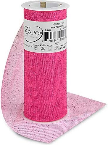 Expo International Premium Glitter Tulle التخزين المؤقت 6 "× 10 ياردة | أبيض أورورا بورياليس in Saudi Arabia