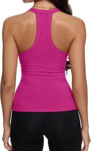 REORIA Womens Workout Tank Tops V Neck Racerback Going Out Crop 2025 Trendy Top Summer Sleeveless Ribbed Camisole in Saudi Arabia