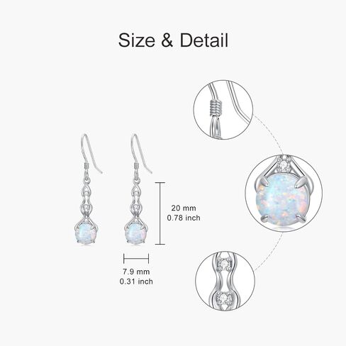 925 Sterling Silver Women's Earrings Opal with Genuine Diamonds Dainty Pendant Earrings Fine Jewelry Gift Mother's Day Birthday for Mom Her in Saudi Arabia