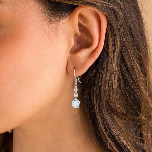 925 Sterling Silver Women's Earrings Opal with Genuine Diamonds Dainty Pendant Earrings Fine Jewelry Gift Mother's Day Birthday for Mom Her in Saudi Arabia