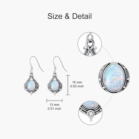 925 Sterling Silver Women's Earrings Opal with Genuine Diamonds Dainty Pendant Earrings Fine Jewelry Gift Mother's Day Birthday for Mom Her in Saudi Arabia