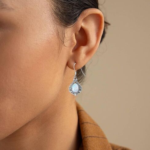925 Sterling Silver Women's Earrings Opal with Genuine Diamonds Dainty Pendant Earrings Fine Jewelry Gift Mother's Day Birthday for Mom Her in Saudi Arabia
