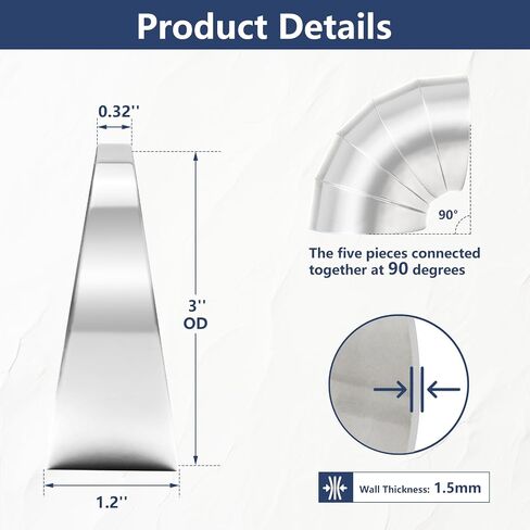 90 degree 1.75'' 304 Stainless Stee Pie Cuts, 1.75 inch Exhaust Cutout Laser Cut for Custom Exhaust System - 5pcs in Saudi Arabia