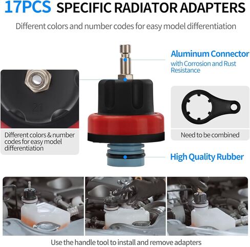 30PCS Coolant Pressure Tester & Vacuum Refill Kit,Radiator Pump Pressure Tester Kit for Automotive Cooling System Water Tank Leakage Detection in Kuwait