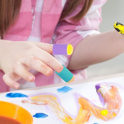 32 Pcs Finger Sponge Daubers,Finger Painting Sponge Craft Drawing,Craft Finger Sponge Daubers Drawing Project for Painting Art,Card Making(Black) in Kuwait