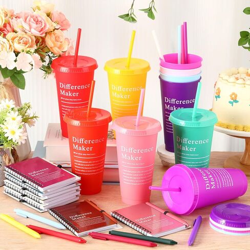 Marspark 20 Sets Difference Maker Gifts for Women Men, Employee Appreciation Gifts Bulk Inspirational Thank You Cup Motivational Spiral Notebooks with Pen for Team Teacher Boss Coworker (Retro Color) in Saudi Arabia