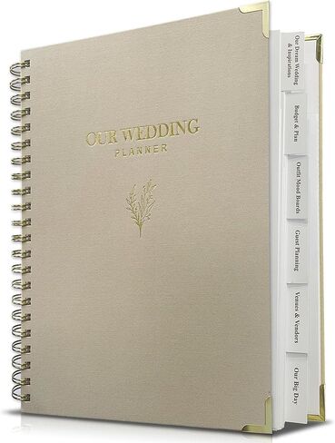 Wedding Planner Book and Organizer for Bride - Elegant Linen Cover Wedding Planning Binder with Checklists,Pockets & Calendars,Perfect Engagement Gifts for Couples(Beige) in Saudi Arabia