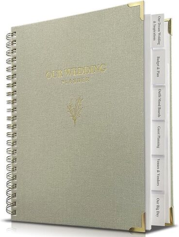 Wedding Planner Book and Organizer for Bride - Elegant Linen Cover Wedding Planning Binder with Checklists,Pockets & Calendars,Perfect Engagement Gifts for Couples(Beige) in Saudi Arabia