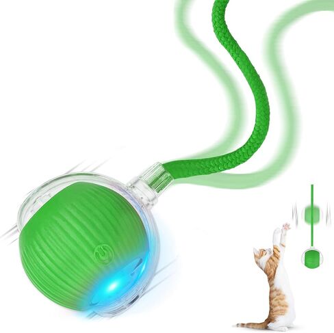 2025 New 3Pack Cat Ball Kitten Toys for Indoor Interactive Kitty Ball Toy Speedy Tail 360° Automatic Rolling(Red Grey Green) in Kuwait