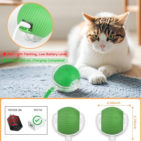 2025 New 3Pack Cat Ball Kitten Toys for Indoor Interactive Kitty Ball Toy Speedy Tail 360° Automatic Rolling(Red Grey Green) in Kuwait