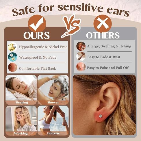 Jstyle Hypoallergenic Gold Stud Hoop Earrings for Women Men Surgical Stainless Steel Flat Back Earrings Small 14K Gold Huggie Hoops Cartilage Earring Set for Multiple Piercing Jewelry Gifts for Women in Saudi Arabia